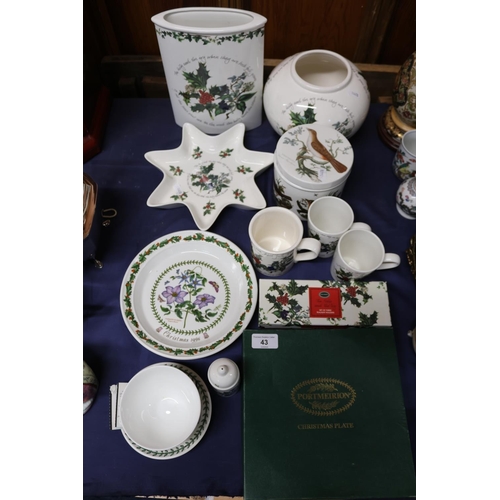43 - Portmeirion Christmas plates, vases, cups, etc.