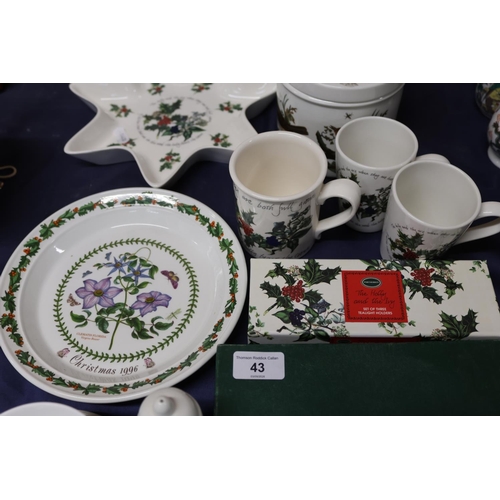 43 - Portmeirion Christmas plates, vases, cups, etc.
