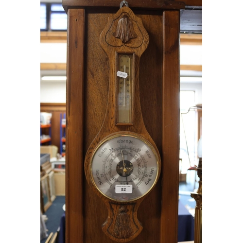 52 - Banjo aneroid barometer and thermometer.