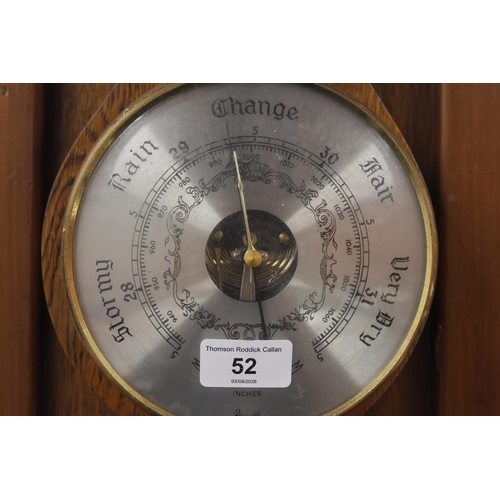 52 - Banjo aneroid barometer and thermometer.