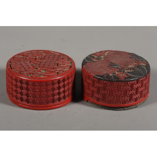 9 - Two Japanese cinnabar lacquer boxes, each of rectangular form with foliate decoration.&nbsp; (2)