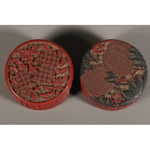 9 - Two Japanese cinnabar lacquer boxes, each of rectangular form with foliate decoration.&nbsp; (2)