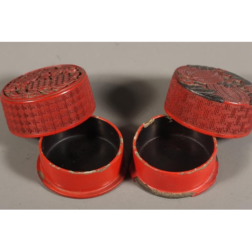 9 - Two Japanese cinnabar lacquer boxes, each of rectangular form with foliate decoration.&nbsp; (2)