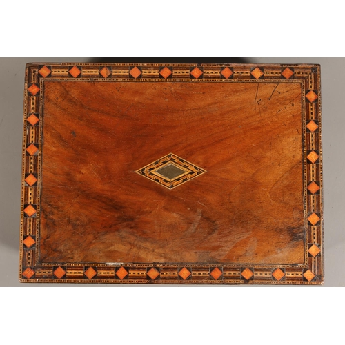 30A - Antique Tunbridge ware inlaid mahogany box, 30cm long.