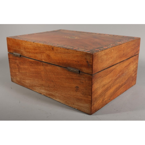 30A - Antique Tunbridge ware inlaid mahogany box, 30cm long.
