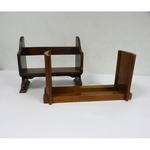1 - Antique book trough in the form of a bench with carved ends 35cm wide and another of Art Deco form (... 