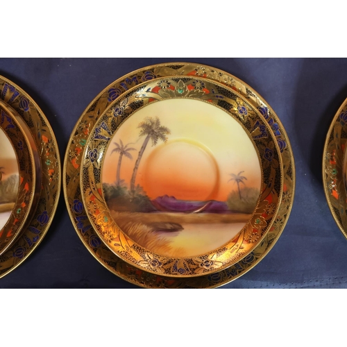 463 - Noritake of Japan, a thirty-eight piece bone china tea set decorated with Indian scenes depicting an... 