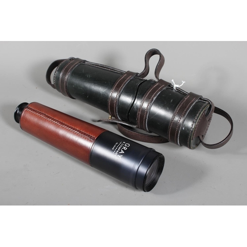 1803 - Gray & Company of Inverness three draw stalking telescope, serial number 3548, brown leather cov... 