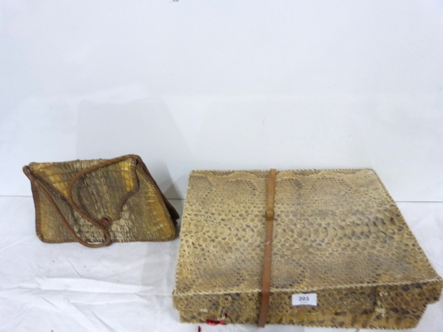 Two vintage crocodile skin handbags.