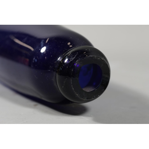 Blue glass rolling pin with faded poppy decoration, inscription from ...