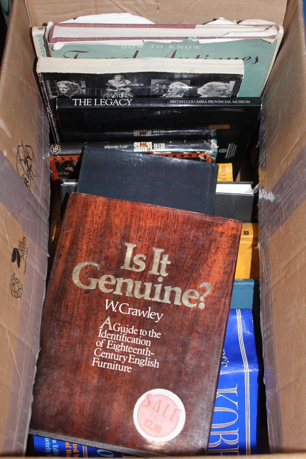Box containing reference art books, etc.
