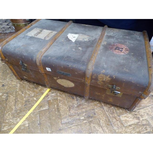 103 - Early 20thC banded canvas covered cabin trunk