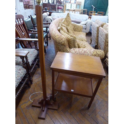 113 - 1960's teak fold top card table/tea trolley and teak floor lamp (2)