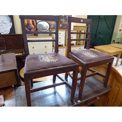 121 - Pair 19thC tapestry seated rail back side chairs