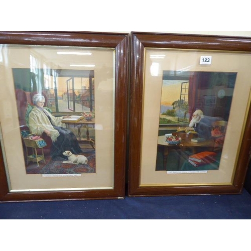 123 - Pair early 20thC framed prints- ' When evening shadows fall' & ' At evening time it shall be light'