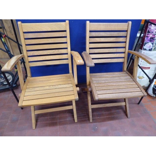 28 - Pair teak folding garden chairs