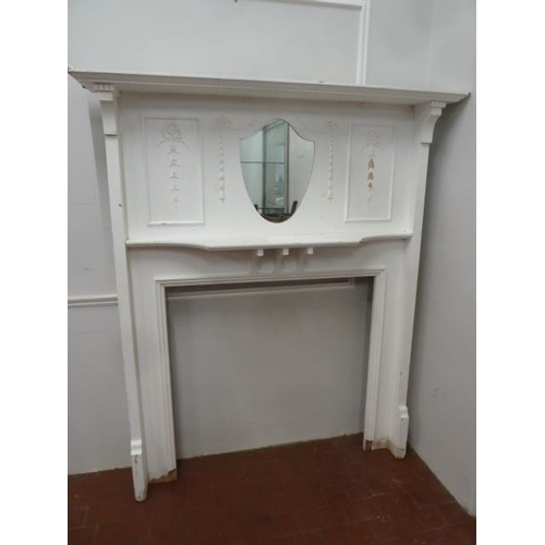 48 - Early 20thC painted mirrored fire surround