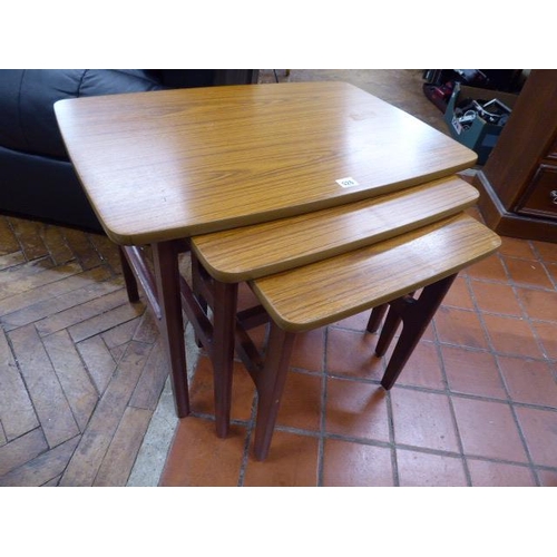 526 - Teak effect formica top nest of tables