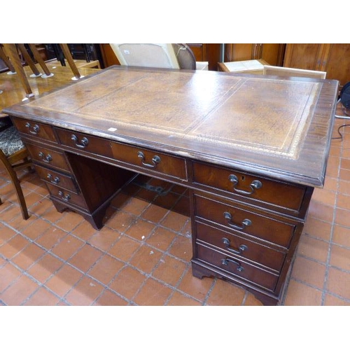 531 - Large mahogany leather top pedestal office desk