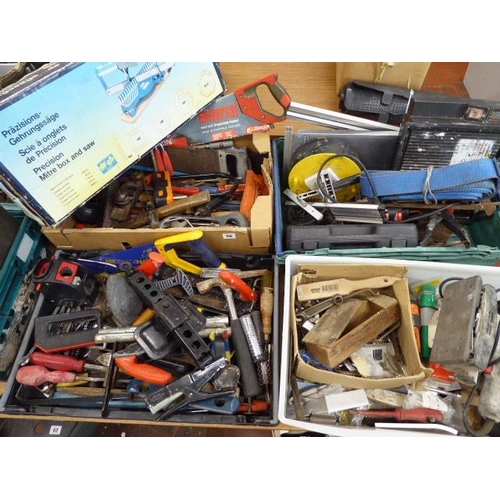 56 - 4 Boxes tolls - saws, spanners, tile cutter etc