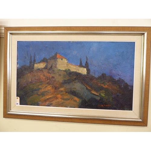 80 - Oil on board - Hill top villa - Arne Aspelin