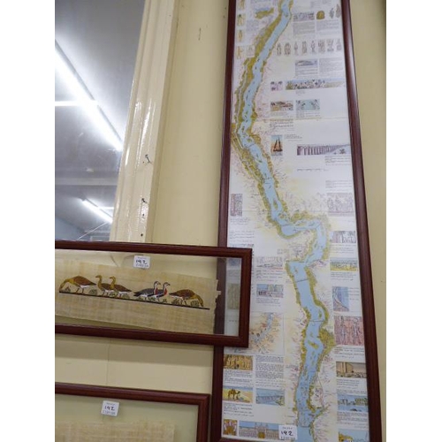 192 - Egyptian papyrus hieroglyphic prints and strip map of River Nile (4)
