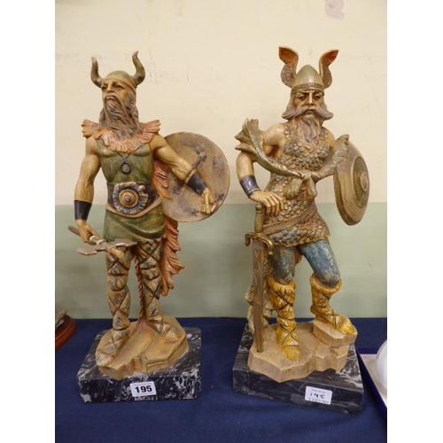 195 - Viking figures on marble base (2)