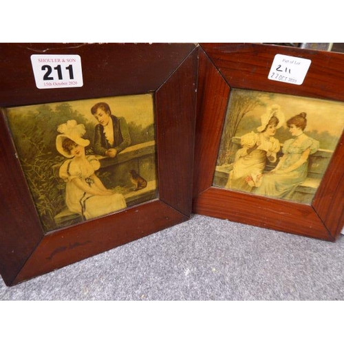 211 - Pair rosewood framed romantic prints (early 20thC)