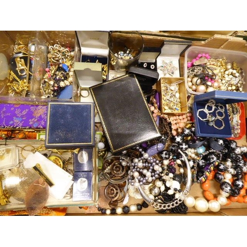 217 - Box of costume jewellery - necklaces, earrings etc