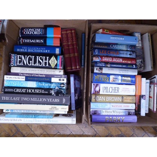 232 - 4 Boxes sundry books - reference, biographies, novels, gardening etc