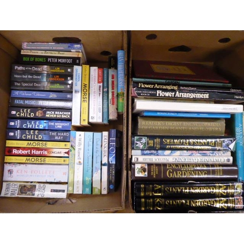 232 - 4 Boxes sundry books - reference, biographies, novels, gardening etc