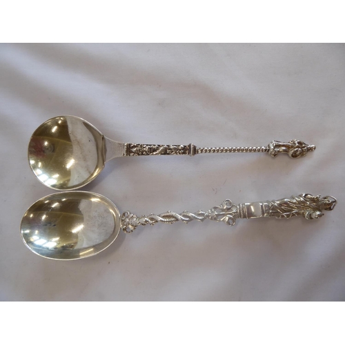 11 - Silver apostle tablespoons - Levi & Salaman & John Millward Banks (2) (3.8 ozt)