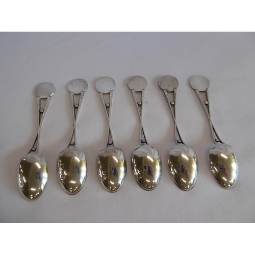 14 - Set 6 silver golf club teaspoons - B'ham 1934