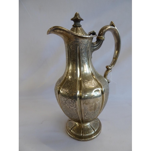 20 - Engraved silver hot water jug - James McKay, Edinburgh 1844 30ozt