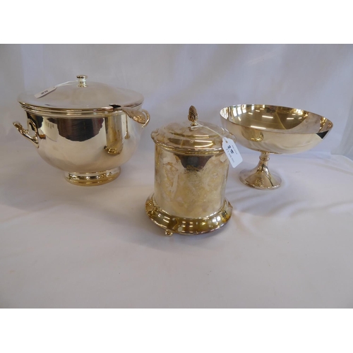 25 - *Extensive banqueting silver plated table ware to include: large punch bowl, serving tray, champagne... 