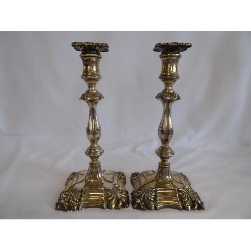 28 - Pair Walker & Hall silver plated candlesticks