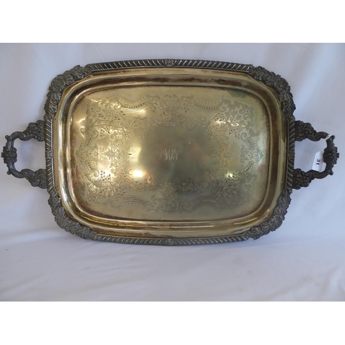 31 - Large early 20thC silver plated serving tray