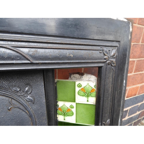 11 - Victorian cast iron tiled fireplace