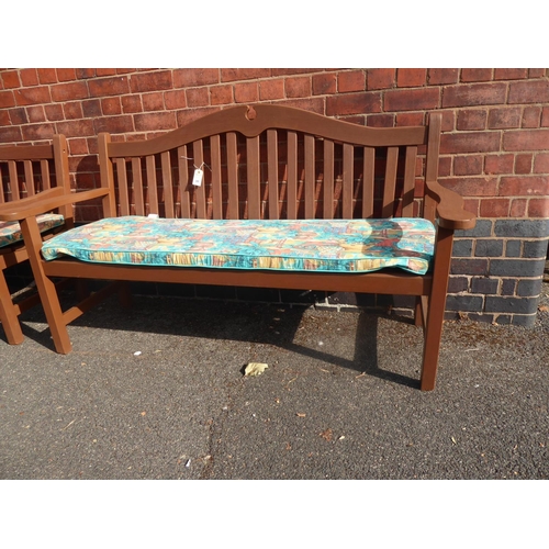 40 - Wooden garden bench with seat pad