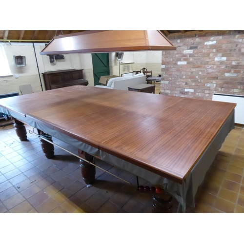 1 - ' The Carlton' Full sized slate bed mahogany snooker table, balls and cues, overhead light, scoreboa... 