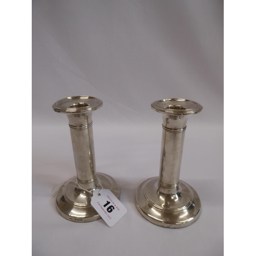 16 - Pair silver candlesticks (B'ham 1904)