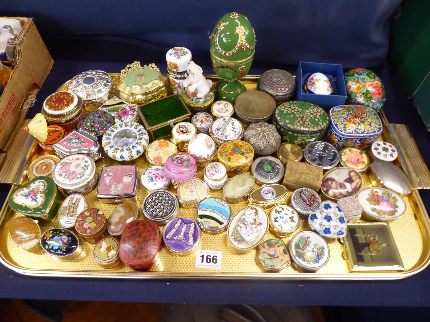 Collection of pill and trinket boxes - Flying Scotsman, Faberge style ...