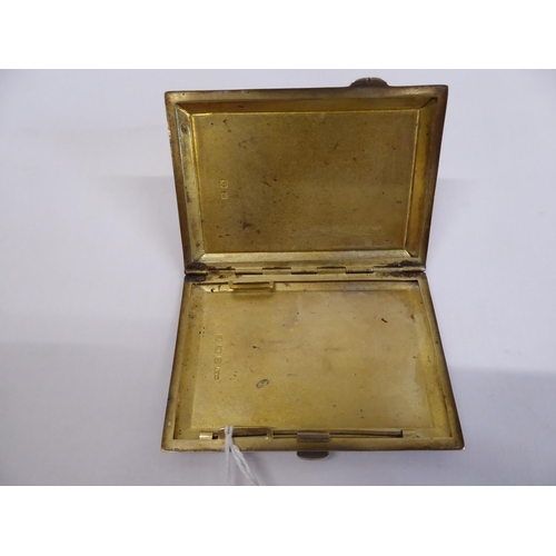 25 - Enamelled engine turned silver gilt lined card case - B'ham 1930