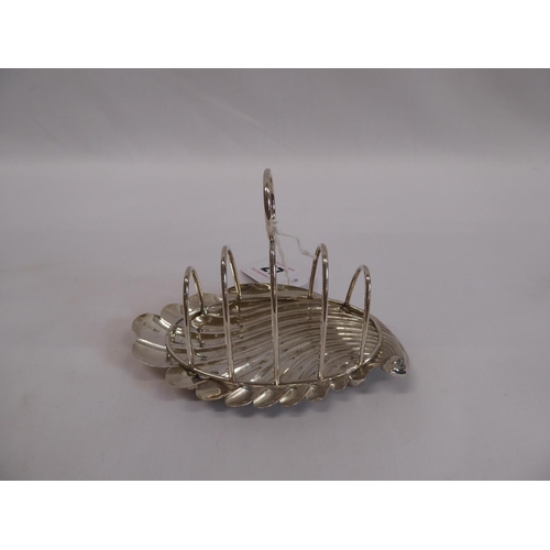 27 - Silver toast rack on shell shape base (B'ham 1808)