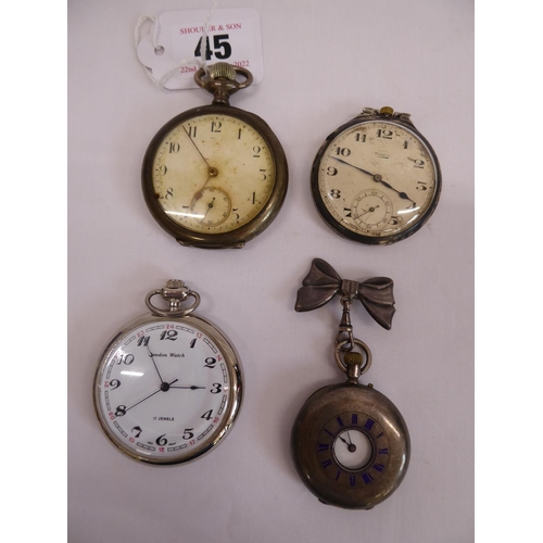 45 - Silver and chrome pocket watches (4)