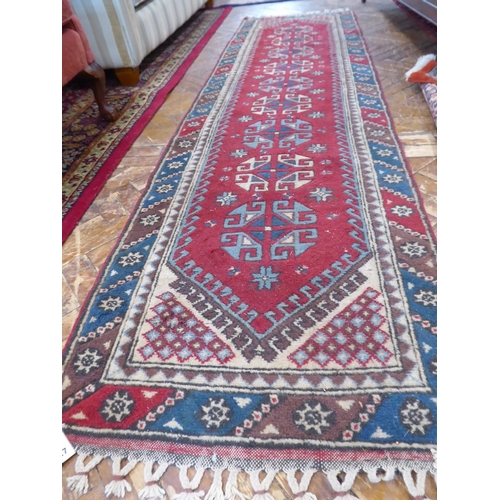 527 - Red ground Persian Heriz runner (118