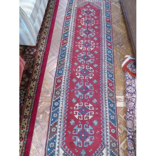 527 - Red ground Persian Heriz runner (118