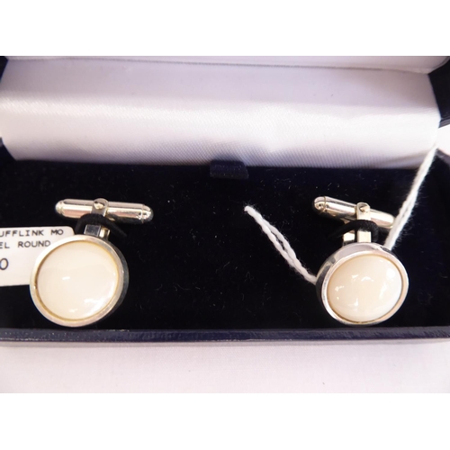 55 - Cased pair silver mother of pearl cufflinks