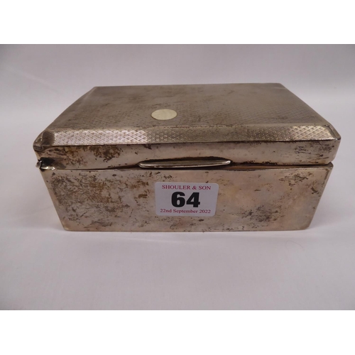 64 - Engine turned silver cigarette box (with Craven A cigarettes inside)