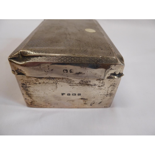 64 - Engine turned silver cigarette box (with Craven A cigarettes inside)